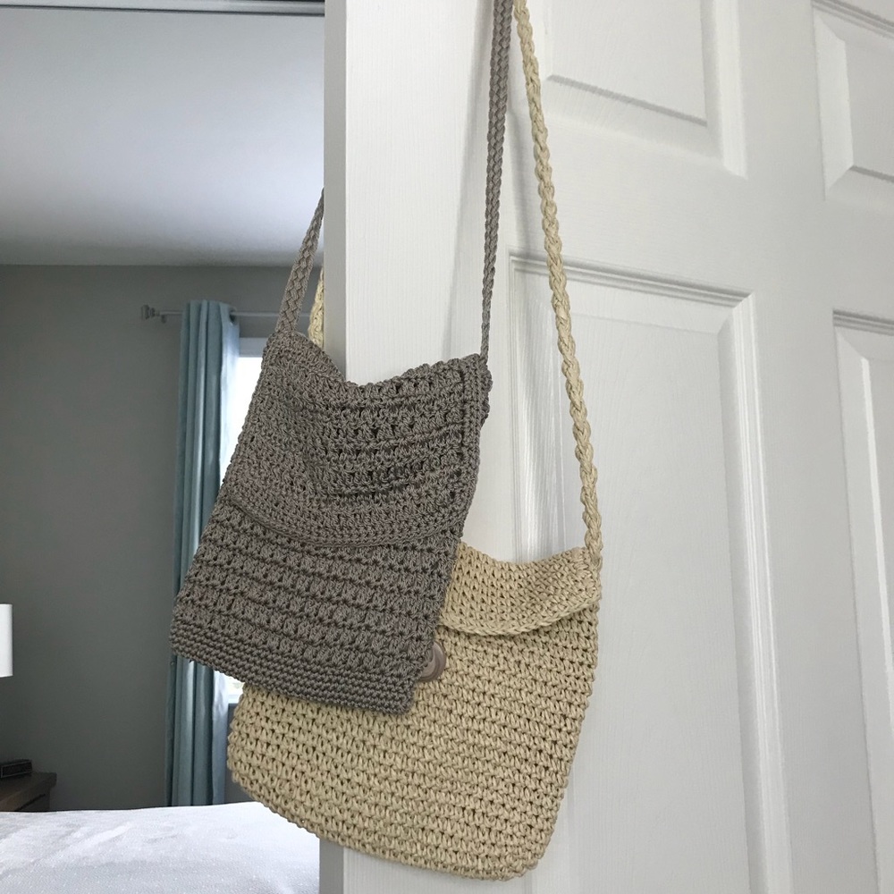 Grey Tan Crochet Purse - Festival Bag